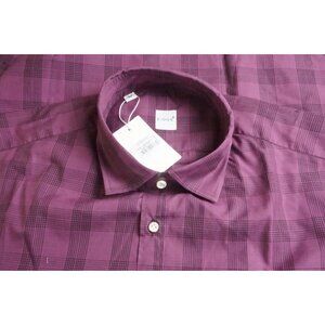 Eidos JB Collar Ital Purple Plaid Long Sleeved Shirt Sz 15.5 NEW